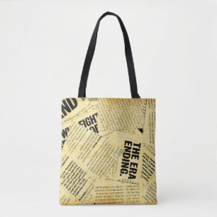 Tote Bag Texte du journal de presse avec vieux papier