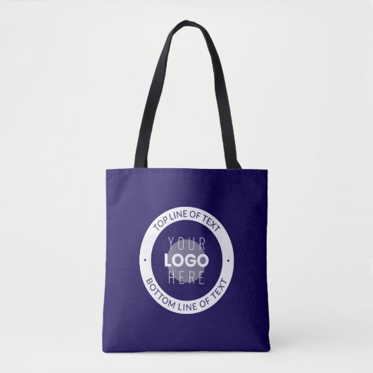 Tote Bag Texte et logo personnalisables | Bleu foncé violet (Devant)