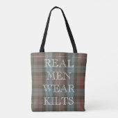 Tote Bag Texte fait sur commande patiné de tartan de chasse (Dos)