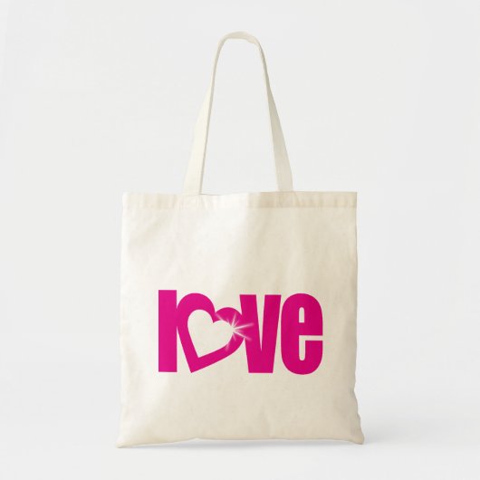 Tote Bag texte graphique rose étincelant (Devant)