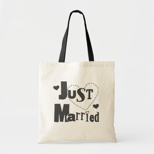 Tote Bag Texte noir avec coeur juste marié (Devant)
