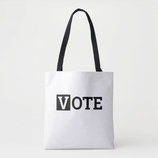Tote Bag Texte noir et blanc Vote (Devant)