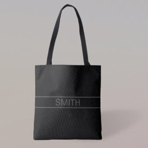 Tote Bag Texte personnalisable   Gras moderne noir et gris 