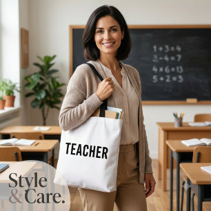 Tote Bag Texte personnalisable pour enseignant Blanc