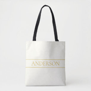 Tote Bag Texte personnalisable simple et élégant   Or blanc