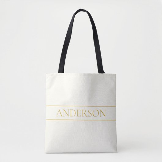 Tote Bag Texte personnalisable simple et élégant | Or blanc (Devant)