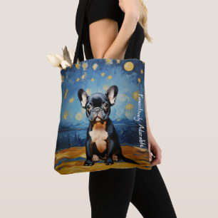 Tote Bag 🐕 texte personnalisé, chiot Frenchie