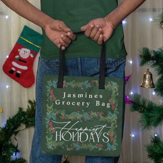 Tote Bag Texte personnalisé classique Fête botanique Noël