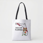 Tote Bag Texte personnalisé Floride Drapeau & Fleur Orange  (Devant)