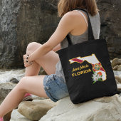 Tote Bag Texte personnalisé Floride Drapeau & Fleur Orange 