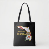 Tote Bag Texte personnalisé Floride Drapeau & Fleur Orange  (Devant)