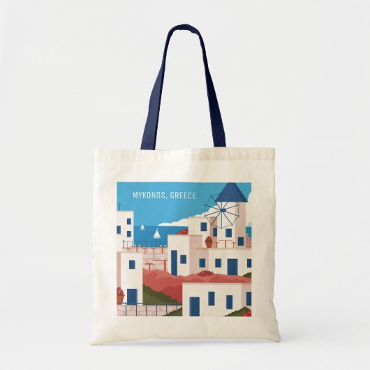 Tote Bag Texte personnalisé Mykonos Grèce (Devant)