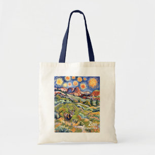 Tote Bag Texte personnalisé paysage coloré animal cerf Zion