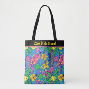 Tote Bag Texte personnalisé Preppy Tropical pickleballs