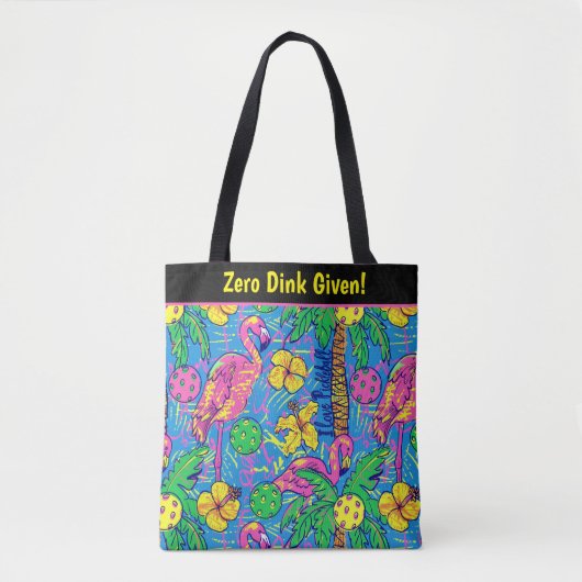 Tote Bag Texte personnalisé Preppy Tropical pickleballs (Devant)