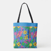 Tote Bag Texte personnalisé Preppy Tropical pickleballs (Dos)