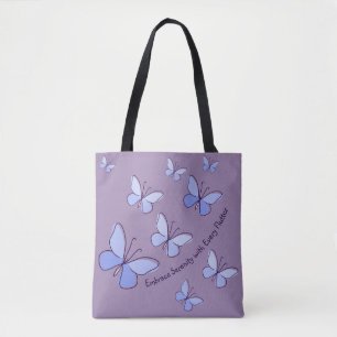 Tote Bag Texte personnalisé Purple Bleu Bouton Bleu Flutter