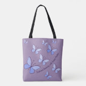 Tote Bag Texte personnalisé Purple Bleu Bouton Bleu Flutter (Dos)