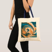 Tote Bag Texte Personnalisé Rétro Honolulu Hawaii Surfer Su (Devant (produit))
