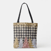 Tote Bag Texte Plaid Et Parties scintillant De Noël (Dos)