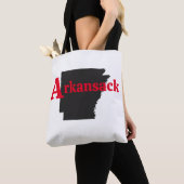 Tote Bag Texte rouge Arkansack (De près)