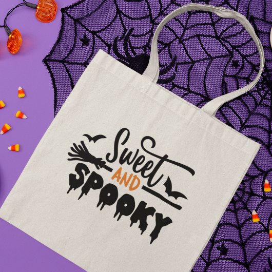 Tote Bag Texte Typographique Éffrayant Et Doux D'Halloween