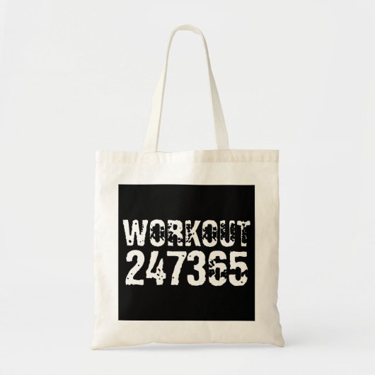 Tote Bag Texte usé et rayé Workout 247365 blanc (Devant)