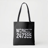 Tote Bag Texte usé et rayé Workout 247365 blanc (Devant)