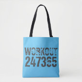 Tote Bag Texte usé et rayé Workout 247365 bleu (Devant)