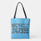 Tote Bag Texte usé et rayé Workout 247365 bleu (Dos)