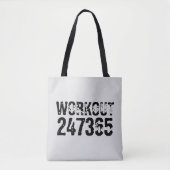 Tote Bag Texte usé et rayé Workout 247365 noir (Devant)