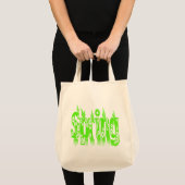 Tote Bag Texte vert printemps mignon Typographie florale (Devant (produit))