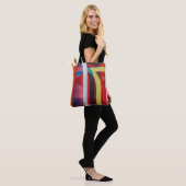 Tote Bag textile blanc et rouge (Sur le modèle)