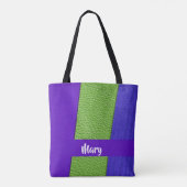 Tote Bag Textile en cuir vert et violet (Dos)