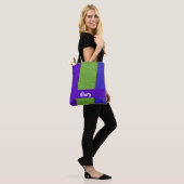Tote Bag Textile en cuir vert et violet (Sur le modèle)