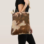 Tote Bag textile floral Brown et blanc (De près)