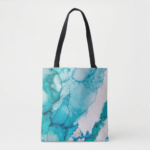 Tote Bag Texture aqua avec fils d'or