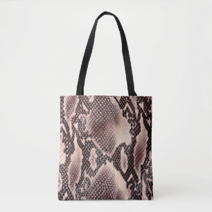 Tote Bag texture Brown en cuir de serpent