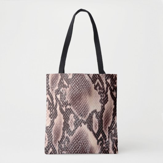 Tote Bag texture Brown en cuir de serpent (Devant)