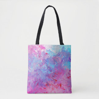 Tote Bag Texture créative bleu-rose, taches de peinture.