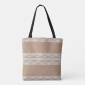 Tote Bag Texture de dentelle blanche Brown (Dos)