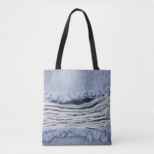 Tote Bag Texture de jean bleu clair torn (Devant)