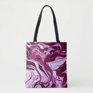Tote Bag Texture de marbre magenta : Art Abstrait des fluid