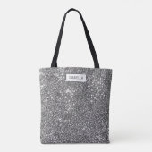 Tote Bag Texture de paillettes argentées fausses et nom per (Dos)