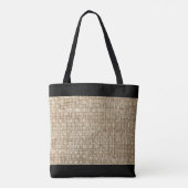 Tote Bag Texture de tissage rustique Motif Chic noir Monogr (Dos)