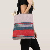 Tote Bag Texture de tricot lin avec rayures d'impression ro (De près)