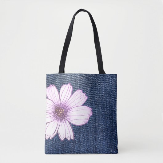 Tote Bag Texture des jeans floraux (Devant)