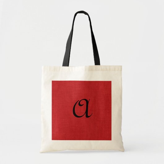 Tote Bag Texture en lin rouge avec Monogramme (Devant)