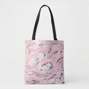 Tote Bag Texture en marbre rose et noir. Retour abstrait mo