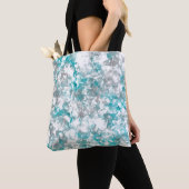 Tote Bag texture gris turquoise et marbre blanc (De près)